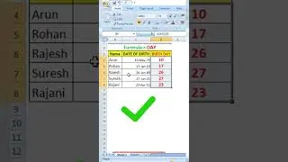 EXCEL Function to Extract DAY from Date | DAY Formula in Excel | 