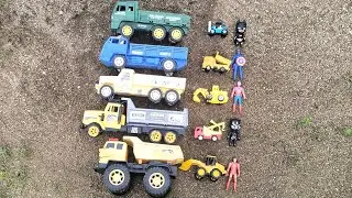 Sand truck toys. Avenger toys. Contraction vehicle toys. Towing trucks