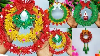 Low Budget Christmas Decor - Christmas Wreath Making at Home - How to Make Paper Wreath -Dollar Tree