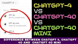 Difference between ChatGPT 4,  ChatGPT 4o and  ChatGPT 4o mini  Explained