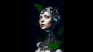 #Shorts Stable Diffusion a portrait photo of female  robot inside leaves