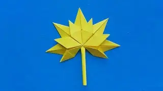 Оригами из бумаги осенний кленовый лист Origami paper autumn maple leaf