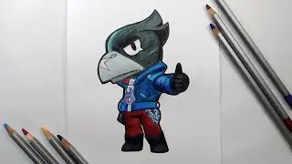 Как нарисовать Ворона из Бравл Старс.  How to draw a Crow from Brawl Stars