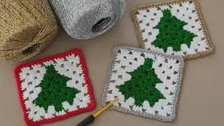 🌲Easiest Crochet Christmas Tree Granny Square Pattern for Beginners