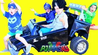 PJ Masks NOT FRIENDS? Catboy & Gekko Play with Romeo & Night Ninja Drive KidTrax & Tonka Trucks