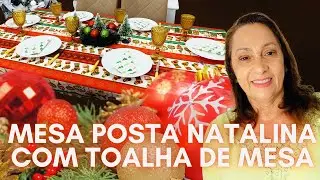 MESA POSTA NATALINA COM TOALHA DE MESA #natal2021 #mesaposta #toalhademesa #decoração #christimas