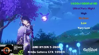 Genshin Impact V2.1 GTX 1050 Ti + Ryzen 5 2600 Full HD All Setting