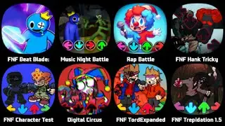 FNF Hecker, Music Night Battle, FNF Blade, FNF Hank Tricky, FNF Trepidation, FNF Character Test