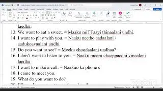 Telugu meanings of sentences using the structure 