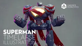 Mecha Superman - Time lapse Illustration (Procreate, Photoshop)