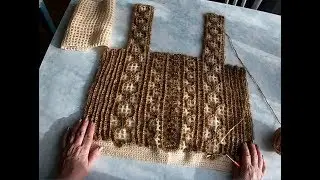 Вязание крючком безрукавка(Жилетка) филейной сеткой часть 3