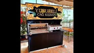 Doğalgazlı Lav Taşlı Cağ Kebap Ocağı ماكينة كباب الشاورما الأفقية بالغاز