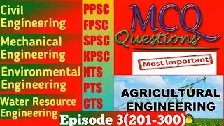 Agricultural Engineering MCQs for PPSC || WMO MCQs || Water Resource Engineering MCQs || EP#3