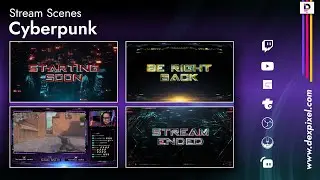 Animated Stream Scenes  Cyberpunk Glitch Twitch Overlays