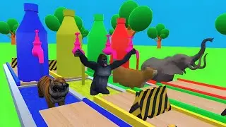 Paint Animals Game | Gorilla Elephant Cow Tiger | Cow Cartoon | fountain cartoon #fountain #cartoon
