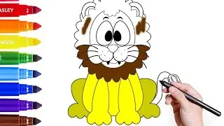 🦁 Draw a Lion Cartoon for Kids | Color a Lion | Coloring Pages for Kids 🦁