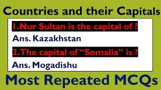 Countries and their Capitals MCQs (Most Repeated MCQs) |Studygroup786|