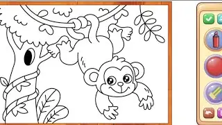 coloring a hanging monkey.