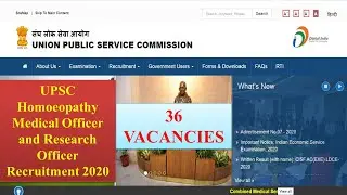 UPSC Homoeopathy Medical Officer and Research Officer Recruitment 2020 | AUGUST 2020