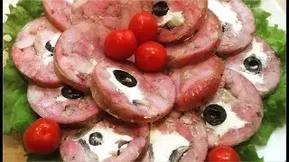 Куриный рулет с сыром грибами
