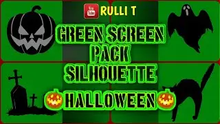 Green Screen PACK HD HALLOWEEN SILHOUETTE 2 CREEPY HAUNTED SKULL CEMETERY GHOST GRAVE TRICK OR TREAT