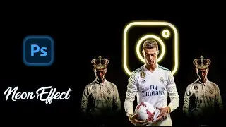 Photoshop 2024 Neon Instagram Logo Effect Behind Cristiano Ronaldo | Must-Try Editing Trick!
