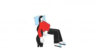 Long haired woman sleeping line 2D character animation
