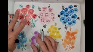 Painting Watercolor Flowers and Embellishing with Pens 2