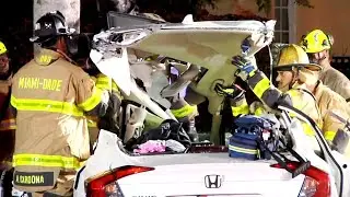 Caught On Camera - Man Extricated From Car - Trapped Inside After Vehicle Crash