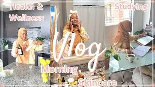 Spend the Morning with Me | GRWM, Skincare Routine, Self Care, Studying, WFH | Hijabi Lifestyle Vlog