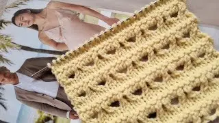 Секционный узор спицами с объёмными отверстиями❤️🧶knitting pattern.