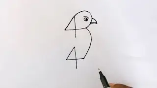 Bird Drawing With 44 Number | How to turn 44 into Bird Drawing