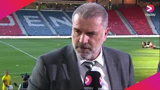 Celtic's Ange Postecoglou reacts to winning the treble, shares his thoughts on being linked to Spurs