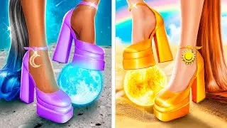 Jednokolorowe Wyzwanie Metamorfozy! Dziewczyna Dzień i Noc Zamieniają się na Style na 24 Godziny