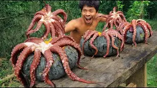 survival in the rainfores - cooking This meat is very delicious - cooking Squid