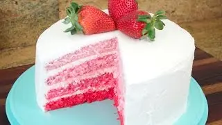 Strawberry Ombre Cake with White Chocolate Cream Cheese Buttercream Frosting