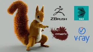 Making Cartoon Squirrel using Zbrush 2021.5 / 3ds Max / Ornatrix 6.2 and V-Ray 5