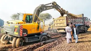 Volvo Excavator Pushing - Fails Truck Dumper - After Fully Overload