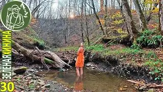 I live alone in a cabin in the deep forest | I bathe in a stream and collect firewood.