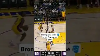 Bronny James gets some 🪣 in his first NBA game, and Lebron likes what he's seeing #nba #hoops
