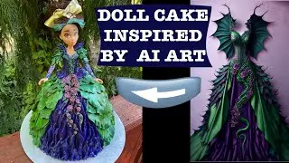How to decorate a doll cake!  How I made a doll cake inspired from AI artwork. Chocolate cake. Yum!