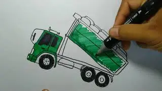 truk muat batu sambil jumping - cara menggambar truk