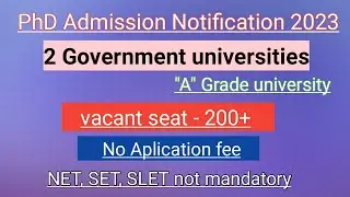 PhD Admission Notification 2023/ 2 State Universities/ VMOU/HPU 