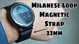 Milanese Loop Magnetic Black Metal Strap for 22mm Compatible Smart Watch