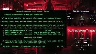 OffensiveCon24 - Solar Designer - Keynote - Password Cracking: Past, Present, Future