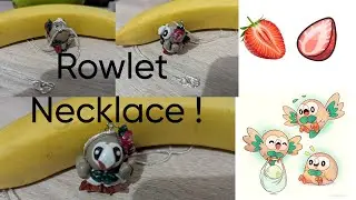 Pokémon Rowlet Polmer clay strawberry charm silver necklace music video