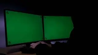 hacker using computer green screen with tracking marker