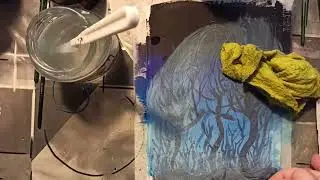 Aydın ve Sanat - Deep Blue - Underwater Kelp Acrylic Painting with fog effect