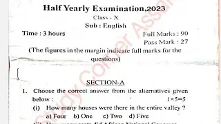 Class 10 Half yearly examination 2023|English question paper with answers|Class X Model paper 2023