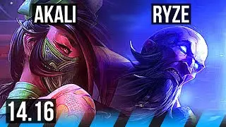 AKALI vs RYZE (MID) | 5/0/2, 1100+ games | EUW Master | 14.16